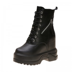 Shorty girl Elevated Ankle Boots To Look Taller 11Cm / 4.3Inch Lace-Up Hidden Taller Military Boots