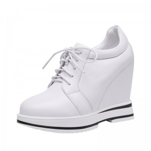 Elevated Platform Shoes Add Altitude 12cm / 4.7Inch Lace-Up Hidden Wedges Walking Shoes