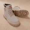 Hidden Heel Combat Boot Hidden Insole 8cm / 3.2Inch Lace-Up Elevator Ankle Boots