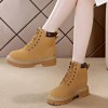 Hidden Heel Combat Boot Hidden Insole 8cm / 3.2Inch Lace-Up Elevator Ankle Boots