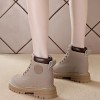 Hidden Heel Combat Boot Hidden Insole 8cm / 3.2Inch Lace-Up Elevator Ankle Boots