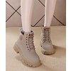 Hidden Heel Combat Boot Hidden Insole 8cm / 3.2Inch Lace-Up Elevator Ankle Boots