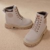 Hidden Heel Combat Boot Hidden Insole 8cm / 3.2Inch Lace-Up Elevator Ankle Boots