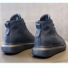 Korean Women Hidden High Heel Ankle Boots Extra High 7Cm / 2.8Inch Blue Lace-Up Hidden High Heel Combat Boot - Heightenshoes.com								