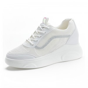 Hidden Wedges Walking Shoes Height Elevating 6cm / 2.4Inch Lace-Up Hidden High Heel Racing Shoes