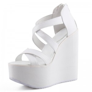 Hidden Wedges Platform Shoes Increasing Height 13Cm / 5Inch Slip-On & Pull-On Hidden Heel Sandals Shoes