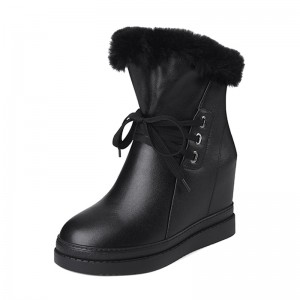 Hidden Wedges Combat Boot Elevated 10cm / 4Inch Lace-Up Hidden Heel Leather Boot