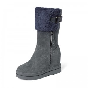 Height Increasing Mid Calf Boots Extra Tall 10cm / 4Inch Zip Hidden Heel Snow Boot
