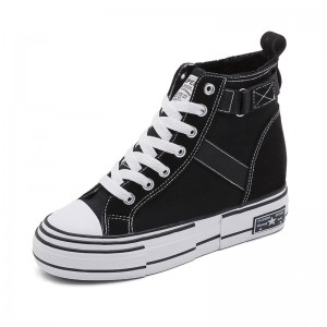 Elevator Canvas Shoes Lift 7cm / 2.8Inch Lace-Up Elevator Campus Shoes