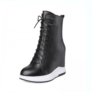 Black Heighten Ankle Boots That Give You Height 12cm / 4.7Inch Lace-Up Heighten Lace Up Boot