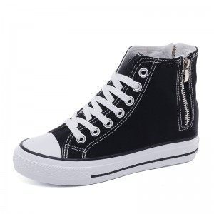 Hidden High Heel Walking Shoes Add Taller 6cm / 2.4Inch Lace-Up Hidden High Heel  High Top Canvas Shoes