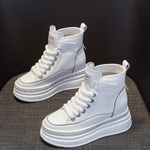 Hidden Lift Ankle Boots Extra Height Increasing 8cm / 3.2Inch Lace-Up Hidden Lift Lace Up Boot