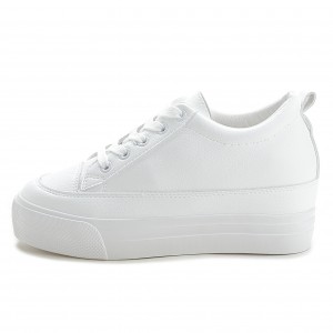 Supreme White Increase Campus Shoes Gain Altitude 7cm / 2.8Inch Lace-Up Increase Walking Shoes 