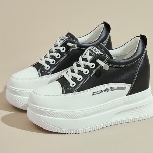 Hidden Wedge Heel Platform Shoes Height Lifting 7cm / 2.8Inch Lace-Up Hidden Wedge Heel Walking Shoes