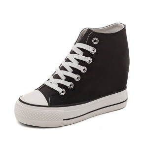 Height Increasing Platform Shoes Raise Height 9cm / 3.5Inch Lace-Up Height Increasing  High Top Canvas Shoes