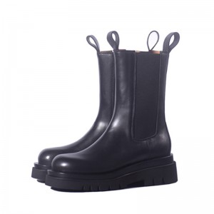 Elevator Combat Boot For Height 7cm / 2.8Inch Slip-On & Pull-On Elevator Leather Boot