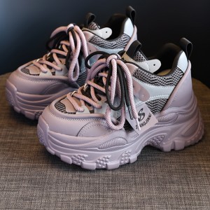 Hidden Wedge Heel Sports Shoes Height Boosting 8cm / 3.2Inch Lace-Up Hidden Wedge Heel Walking Shoes