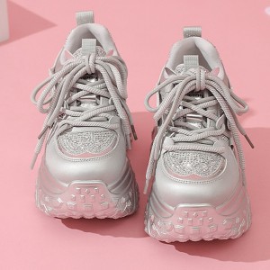 Hidden High Heel Clunky Shoes Height Gain 10cm / 4Inch Lace-Up Hidden High Heel Platform Shoes