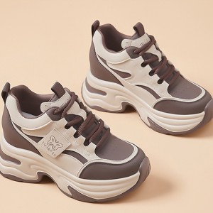 Hidden Wedges Clunky Shoes Increasing 9cm / 3.5Inch Lace-Up Hidden Wedges Campus Shoes