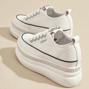 Hidden Wedges Platform Shoes Raise Height 7cm / 3.2Inch Lace-Up Hidden Wedges Campus Shoes