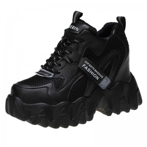Hidden Taller Sports Shoes Enhance Your Height 9cm / 3.5Inch Lace-Up Hidden Wedge Heel Athletic Shoes