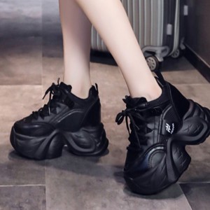 Hidden Elevator Sports Shoes Heeled 9cm / 3.5Inch Lace-Up Hidden Elevator Outdoor Shoes