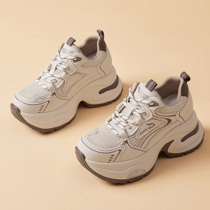 Hidden Lift Clunky Shoes Hidden Heel 8cm / 3.2Inch Lace-Up Hidden Lift Campus Shoes