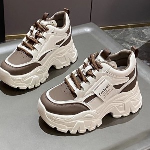 Hidden Heel Walking Shoes  Increasing Height 7cm / 2.8Inch Lace-Up Hidden Heel Clunky Shoes