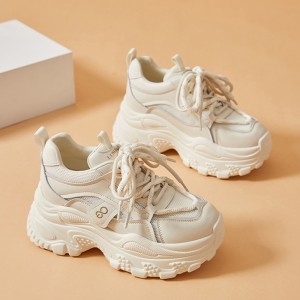 Hidden Wedges Platform Shoes Extra Height Increasing 8cm / 3.2Inch Lace-Up Hidden Wedges Sneakers