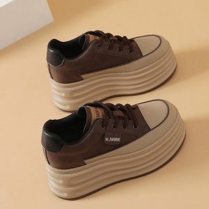 Hidden Wedges Platform Shoes Elevator 8cm / 3.2Inch Lace-Up Hidden Wedges Walking Shoes