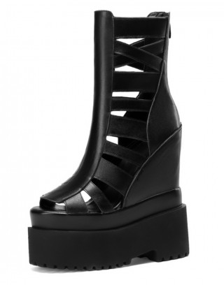 Increase Sandals Boots Elevation 16cm / 6.3Inch Zip Increase Platform Shoes