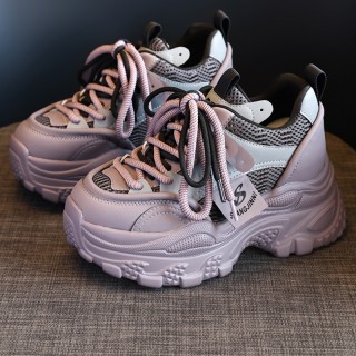 Hidden Wedge Heel Sports Shoes Height Boosting 8cm / 3.2Inch Lace-Up Hidden Wedge Heel Walking Shoes