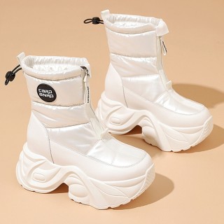 Hidden Heel Mid Calf Boots Extra Height Increasing 9cm / 3.5Inch Zip Hidden Heel Cotton Boot