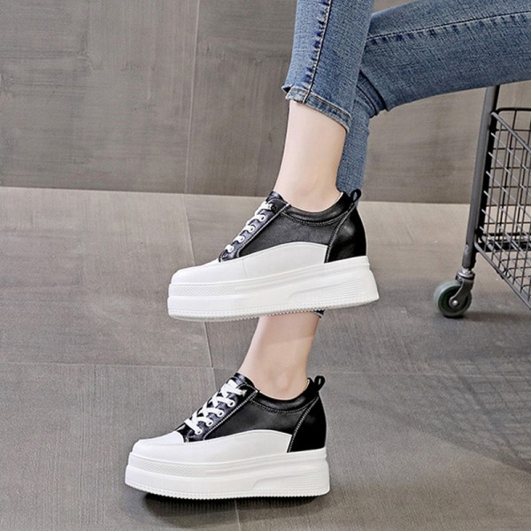 Height Elevator Campus Shoes To Make You Taller 8cm / 3.2Inch Lace-Up Hidden Heel Platform Shoes