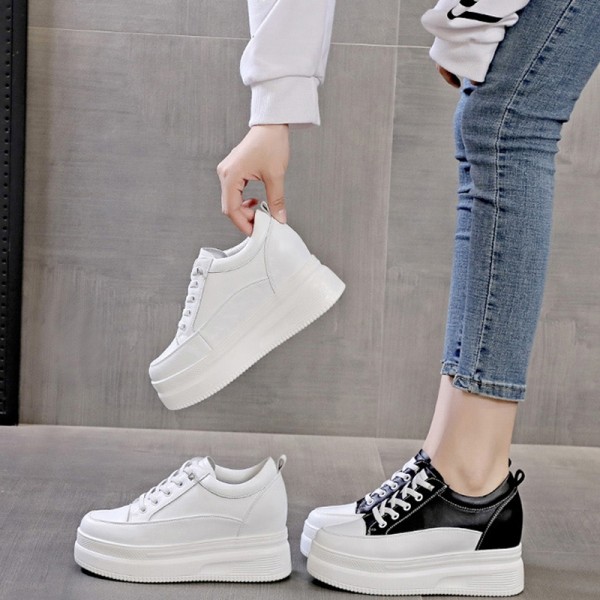 Height Elevator Campus Shoes To Make You Taller 8cm / 3.2Inch Lace-Up Hidden Heel Platform Shoes